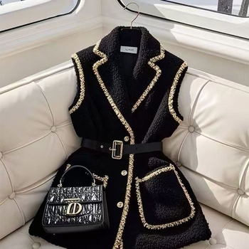 Ženska vesta | Polo ovratnik, chenille tkanina, spandex <30%, proljeće 2025