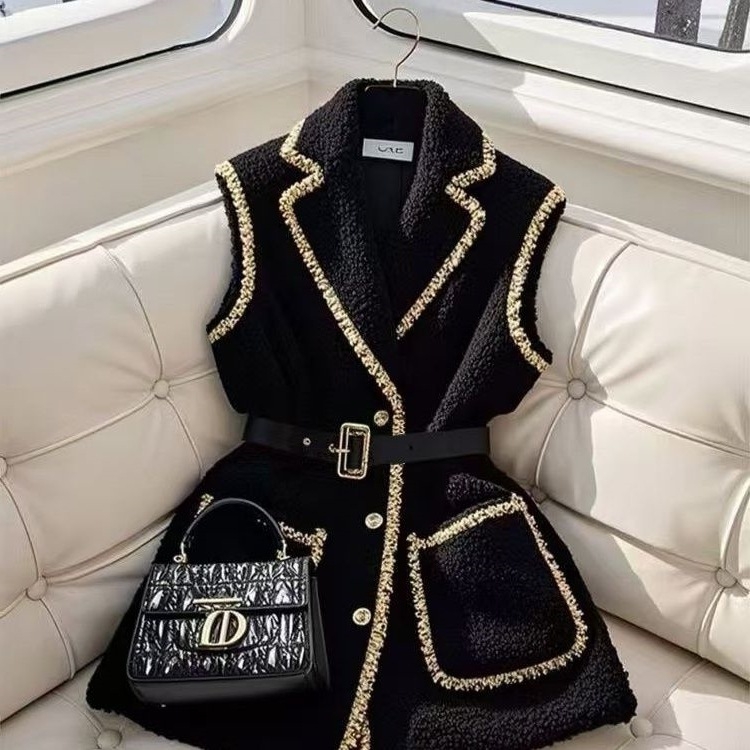 Ženska vesta | Polo ovratnik, chenille tkanina, spandex <30%, proljeće 2025