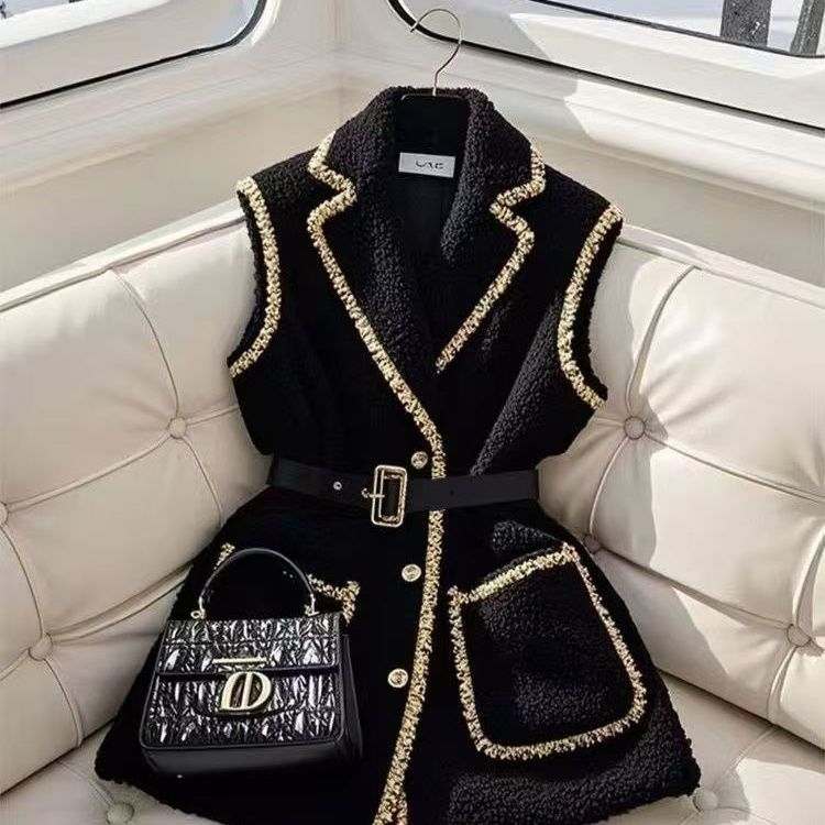 Ženska vesta | Polo ovratnik, chenille tkanina, spandex <30%, proljeće 2025