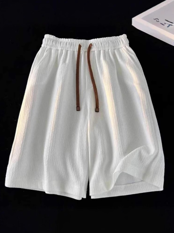 Muške plisirane brzo sušeće šorceve s pet duljina, slobodan kroj, mikroelastični polyester, ljeto 2025