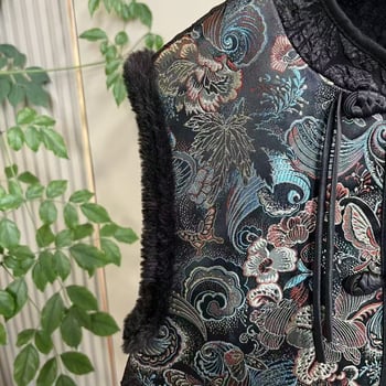 Jakardom vez s etničkim stilom, bez rukava, V-izrez, ultra kratka duljina (≤40 cm), punilo vuna, glavni materijal: rayon, A-oblik siluete