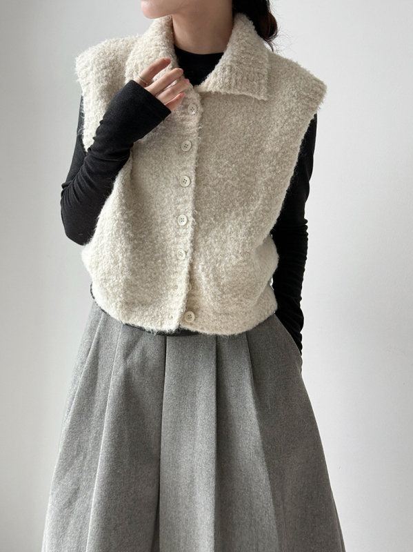 Ženska pletena vesta sa stojećim ovratnikom, opušteni japansko-korejski stil, duljina 50-65 cm, materijal akrilna vlakna 30-50%, poliester <30%