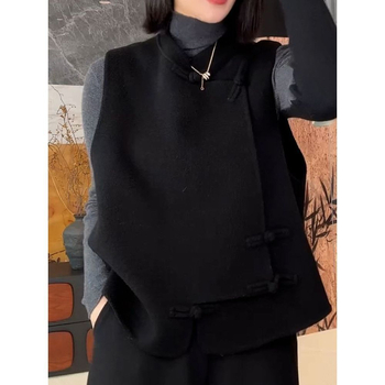 Dvostruka vesta sa stojećim ovratnikom i kopčama, zimski model, svestran stil