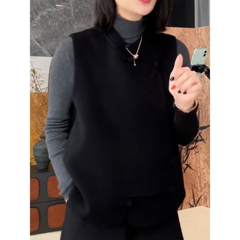 Dvostruka vesta sa stojećim ovratnikom i kopčama, zimski model, svestran stil