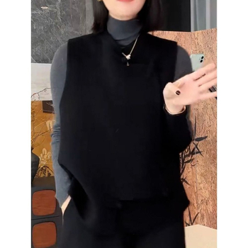 Dvostruka vesta sa stojećim ovratnikom i kopčama, zimski model, svestran stil