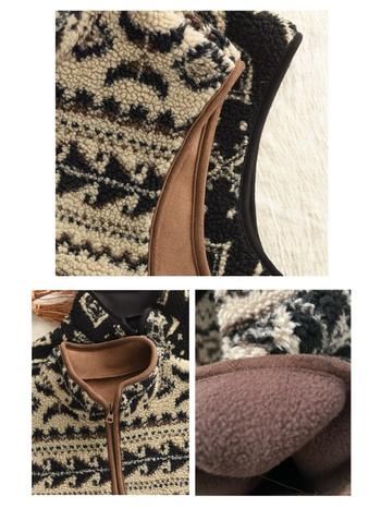 Vesta fără mâneci pentru femei, Jacquard Fair Isle, guler înalt, poliester, casual, Iarna 2025