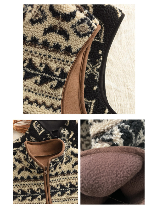 Vesta fără mâneci pentru femei, Jacquard Fair Isle, guler înalt, poliester, casual, Iarna 2025