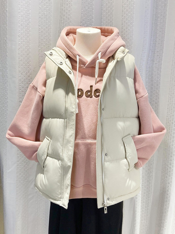 Ženska vesta s punim pamuka, zima 2025, zatvarač, stojeći ovratnik, tkanina: poliester/ rayon, normalan kroj