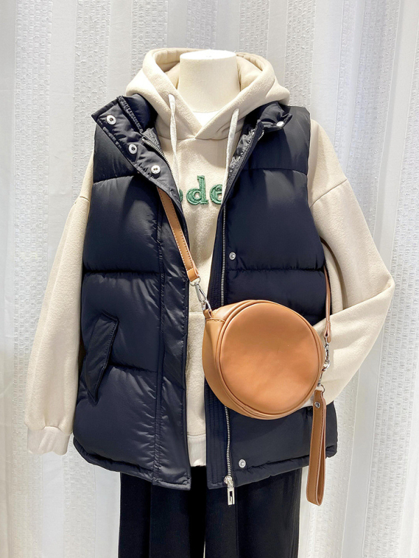 Ženska vesta s punim pamuka, zima 2025, zatvarač, stojeći ovratnik, tkanina: poliester/ rayon, normalan kroj