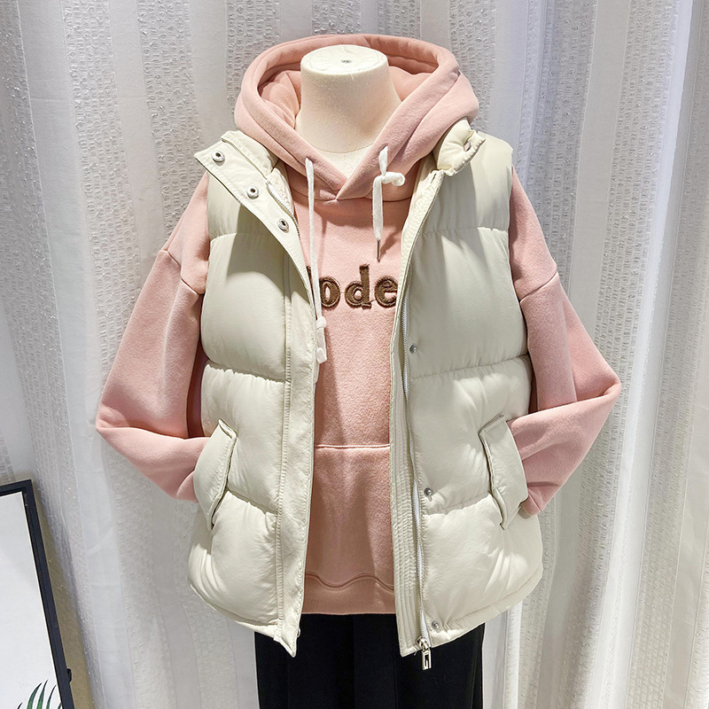 Ženska vesta s punim pamuka, zima 2025, zatvarač, stojeći ovratnik, tkanina: poliester/ rayon, normalan kroj