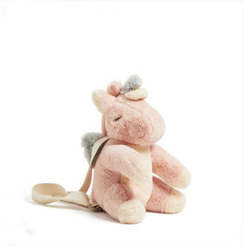 Rucsac pentru copii cu unicorn plușat, unisex, model animal, capacitate sub 20L, căptușeală din poliester, vara 2022