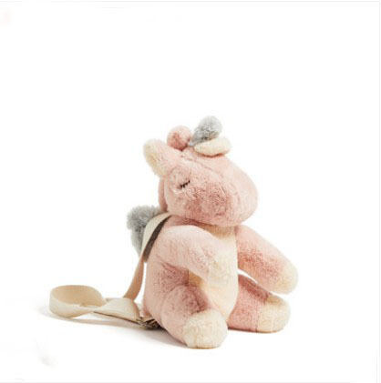 Rucsac pentru copii cu unicorn plușat, unisex, model animal, capacitate sub 20L, căptușeală din poliester, vara 2022