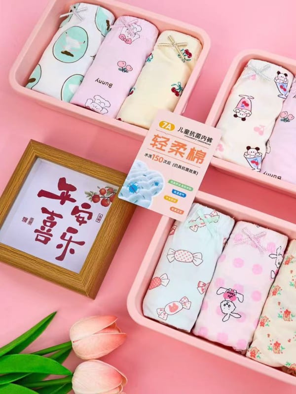 Beibeiyou Dječje donje gaće od pamuka 95%, unisex, u kutiji, Klasa A, Proljeće 2025, za djecu 3–8 godina