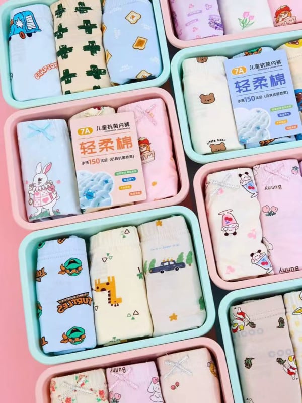 Beibeiyou Dječje donje gaće od pamuka 95%, unisex, u kutiji, Klasa A, Proljeće 2025, za djecu 3–8 godina