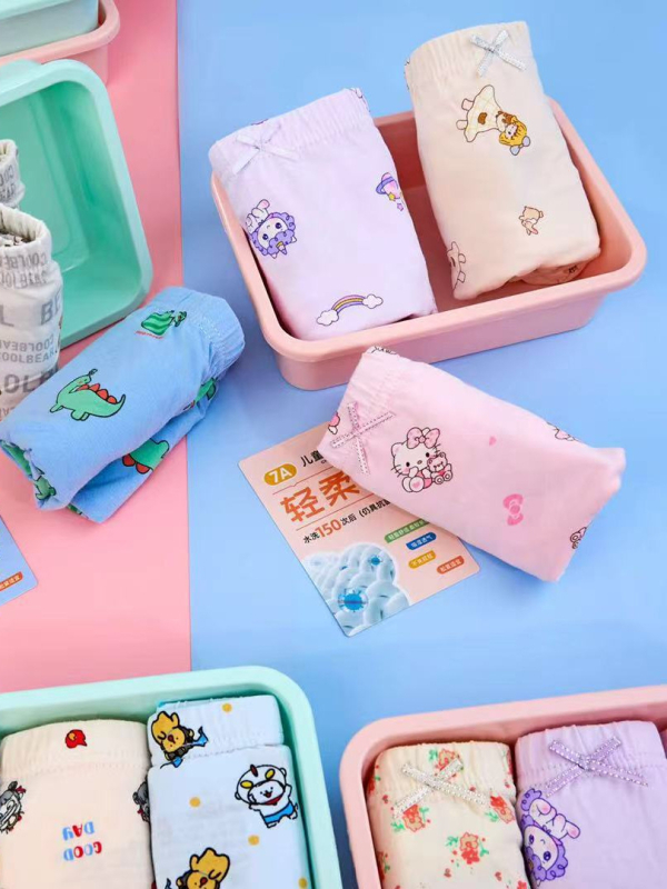 Beibeiyou Dječje donje gaće od pamuka 95%, unisex, u kutiji, Klasa A, Proljeće 2025, za djecu 3–8 godina