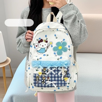Ženski ruksak od najlona za školu, karikatura uzorak, kapacitet 20–35 L, ultralagan, naramenice s jastučićem zraka