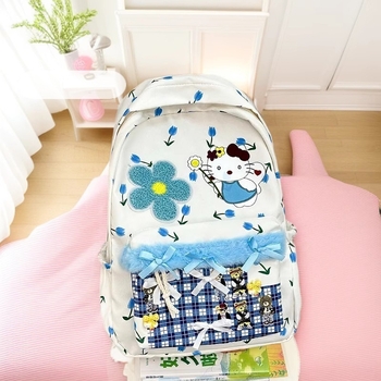 Ženski ruksak od najlona za školu, karikatura uzorak, kapacitet 20–35 L, ultralagan, naramenice s jastučićem zraka