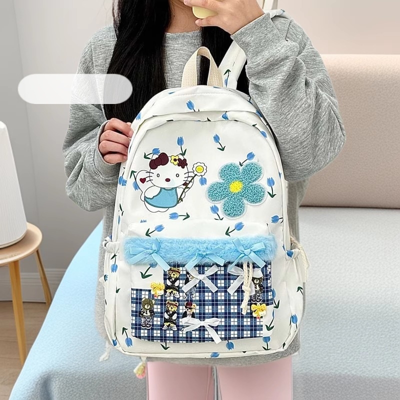 Ženski ruksak od najlona za školu, karikatura uzorak, kapacitet 20–35 L, ultralagan, naramenice s jastučićem zraka