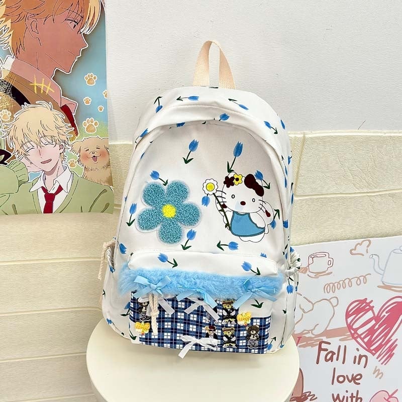 Ženski ruksak od najlona za školu, karikatura uzorak, kapacitet 20–35 L, ultralagan, naramenice s jastučićem zraka