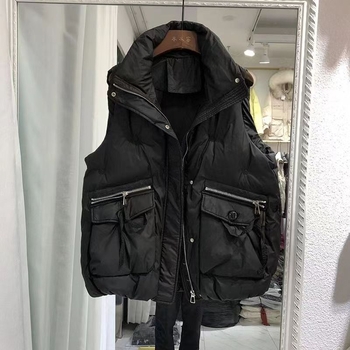 Vestă feminină în stil coreean, cu decolteu în V, din lână de oaie, Primăvara 2025