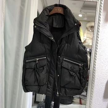 Vestă feminină în stil coreean, cu decolteu în V, din lână de oaie, Primăvara 2025