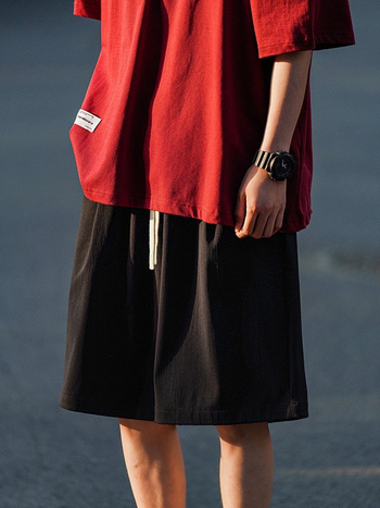 Șorturi casual pentru bărbați, până la genunchi, stil plajă retro de vară, croială lejeră, material din bumbac-poliester