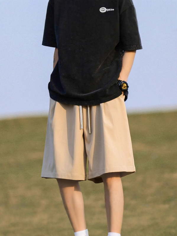 Șorturi casual pentru bărbați, până la genunchi, stil plajă retro de vară, croială lejeră, material din bumbac-poliester