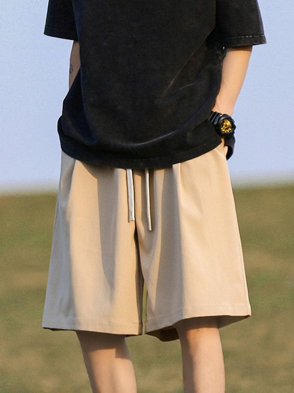 Șorturi casual pentru bărbați, până la genunchi, stil plajă retro de vară, croială lejeră, material din bumbac-poliester