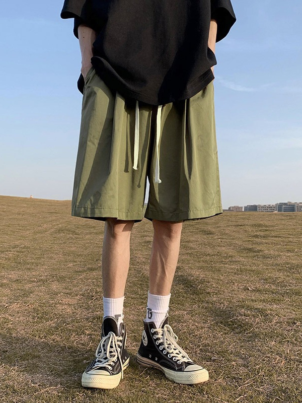 Șorturi casual pentru bărbați, până la genunchi, stil plajă retro de vară, croială lejeră, material din bumbac-poliester