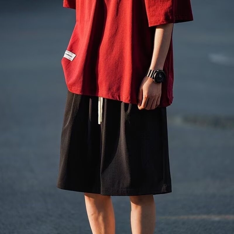 Șorturi casual pentru bărbați, până la genunchi, stil plajă retro de vară, croială lejeră, material din bumbac-poliester