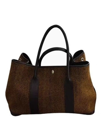 Ženska vintage tkana Tote torba – ulični stil, pamuk i lan; horizontalni kvadratni oblik; magnetsko zatvaranje; unutarnji džepovi za telefon i dokumente