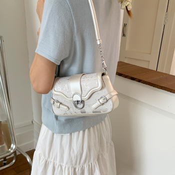 Torba za pazuh sa završnim zatvaranjem, PU koža, vodoravni kvadratni oblik, podstava od sintetičke kože, unutarnji džep sa zatvaračem, proljeće 2025