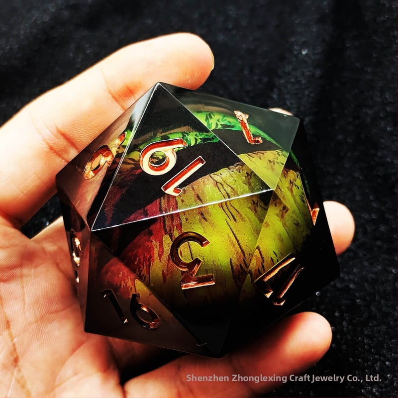 Kocka D20 od smole za D&D RPG, tema Cthulhu, zaobljeni kutovi, prilagodljivo