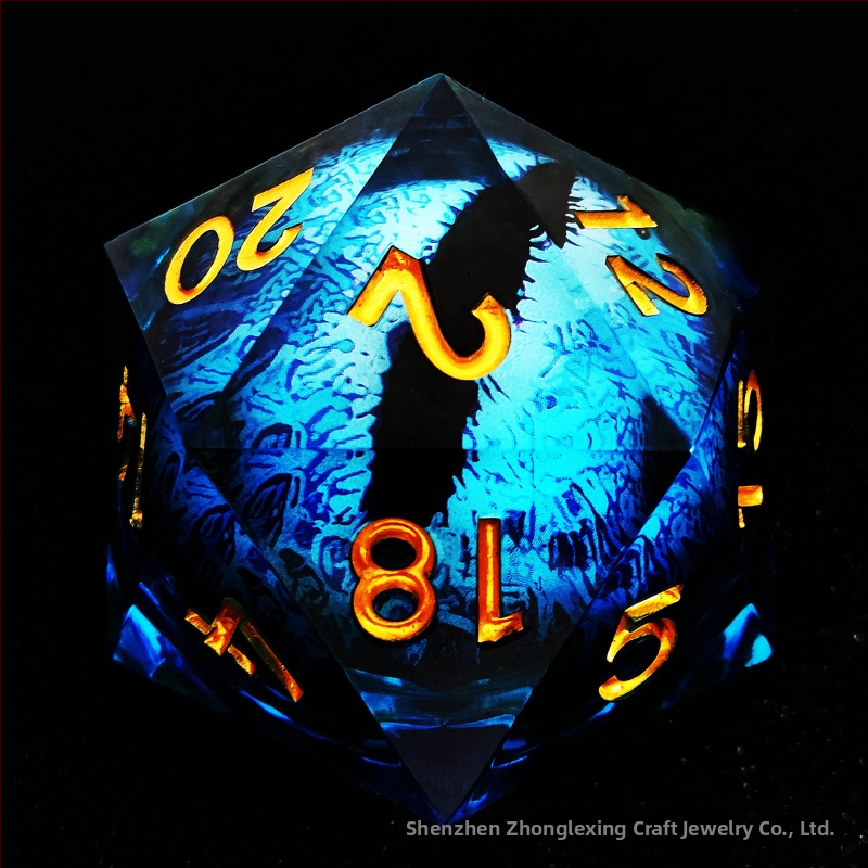 Kocka D20 od smole za D&D RPG, tema Cthulhu, zaobljeni kutovi, prilagodljivo