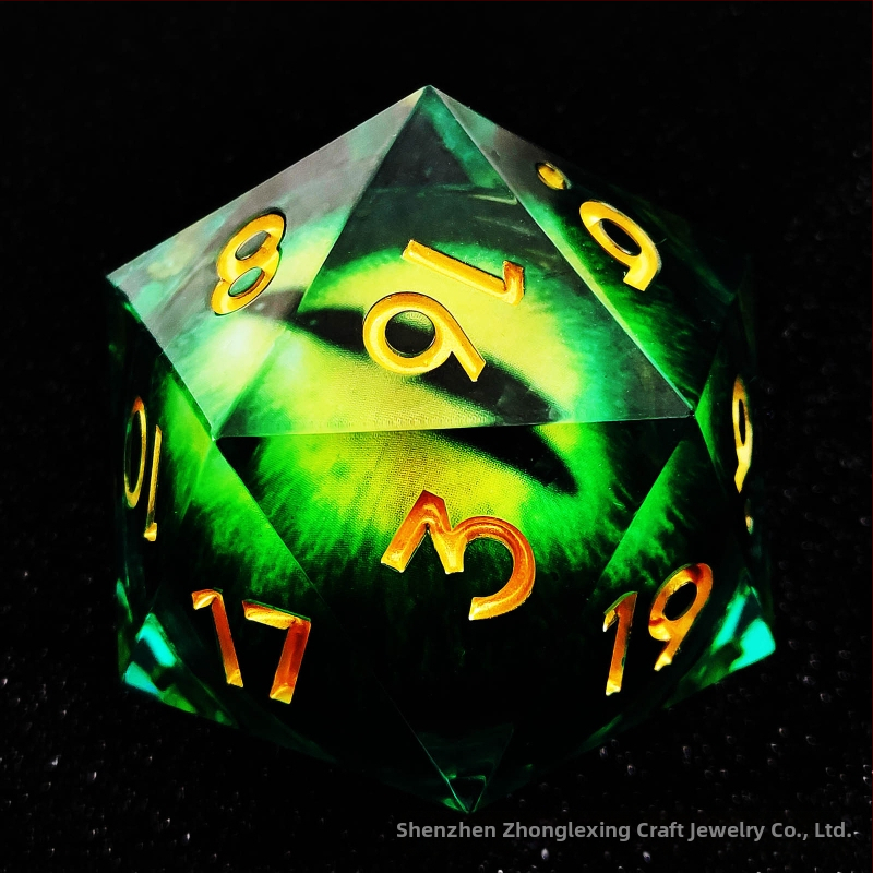 Kocka D20 od smole za D&D RPG, tema Cthulhu, zaobljeni kutovi, prilagodljivo