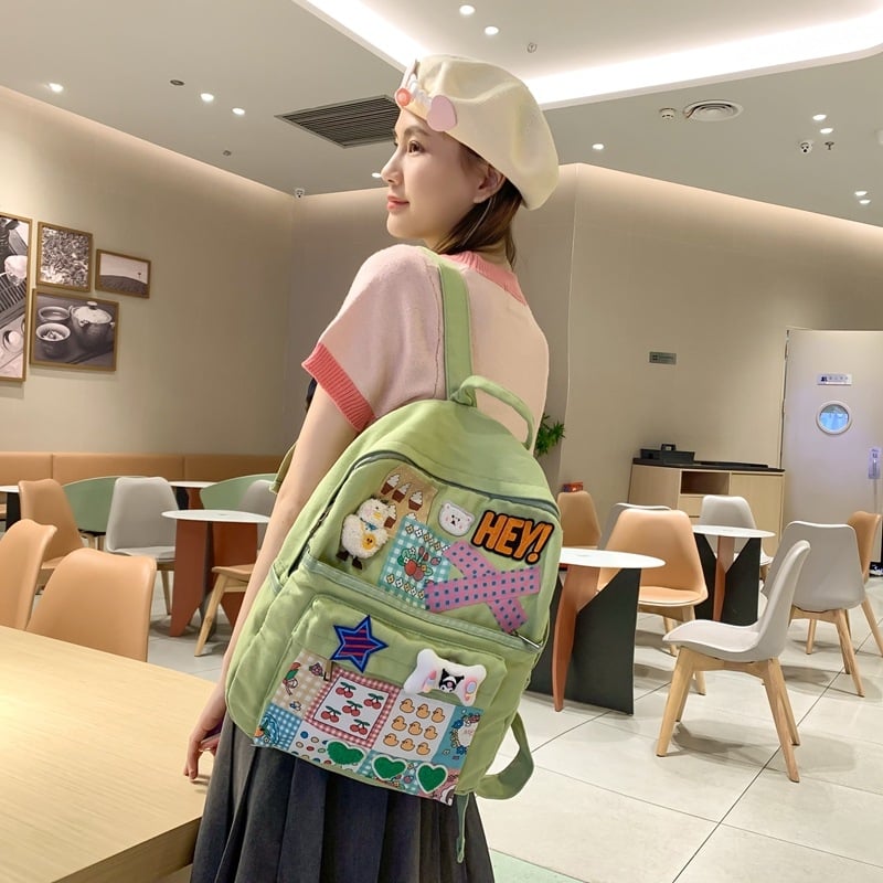 Ruksak od platna, ručno izrađen, s uzorkom Anime Cartoon i 3D koštanom abecedom; kapacitet 20–35L; prilagođen za 15-inčni laptop