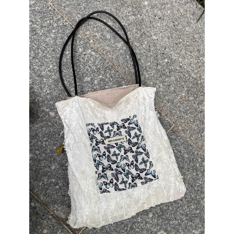 Unisex velurova Tote torba, vodoravni kvadratni oblik, otvoreni vrh, džep sa zatvaračem, poliester podstava, trodimenzionalni vanjski dio, dvostruke naramenice