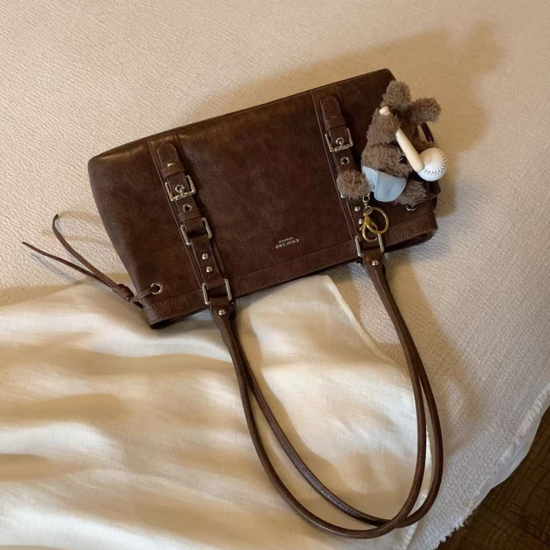 Oilloy Tote torba — PU materijal, podstava od platna, kutijast oblik, zatvaranje zipom, unutarnji džep na zip i pretinac za telefon, za svakodnevnu upotrebu