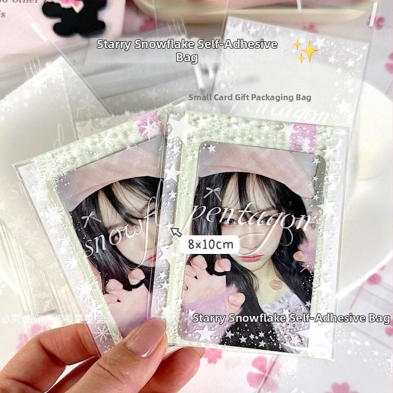 Samolepovacia darčeková taška s motívom hviezdy a snehovej vločky, Fruit smoothie, univerzálne balenie, dĺžka uzávierky 1–1,5 cm