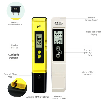 Kompletni tester tla EC/pH/TDS — pH 0-14, EC 0-9990 mS/cm, TDS 0-9990 ppm, točnost ±2-3%, napajanje 3V, razlučivost 0.01 pH / 1 ppm