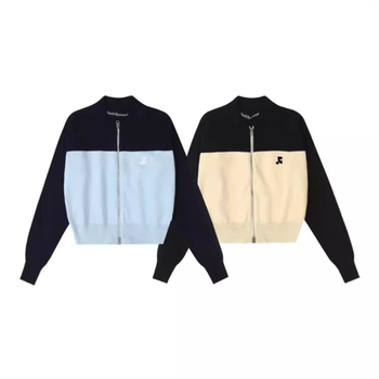 Pamučni pleteni kardigan s blok bojama, uski kroj, zatvarač