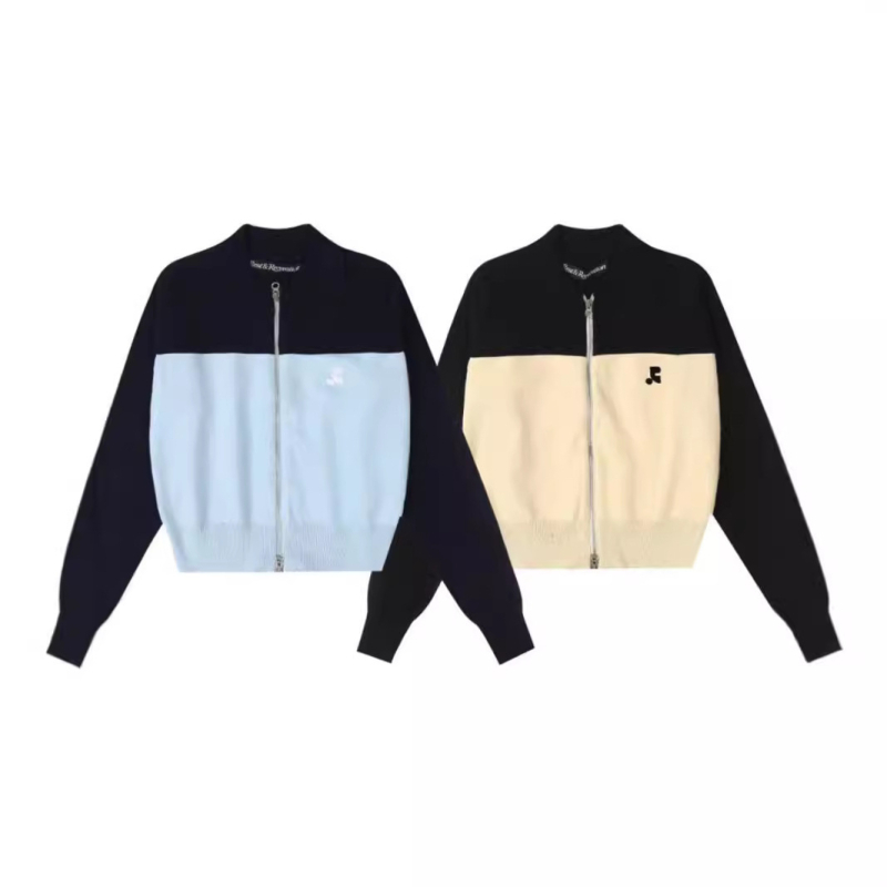 Pamučni pleteni kardigan s blok bojama, uski kroj, zatvarač