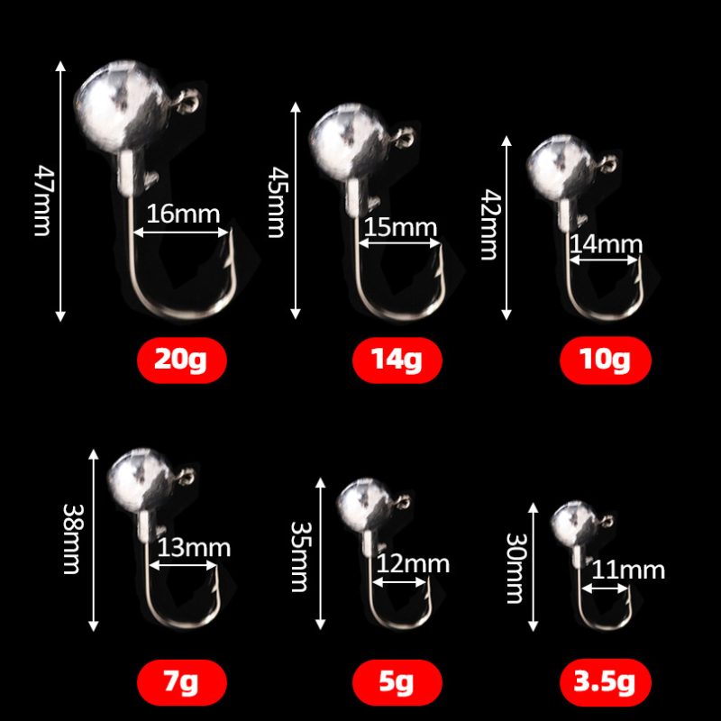 Hongchuan Lead Head Hook za ribolov, kutija 5000 komada, ribolovni udice