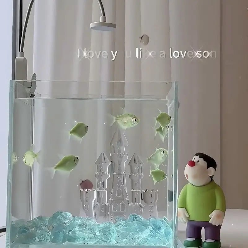 Кристална замкова въртележка за аквариум – мини пейзаж за Betta риба