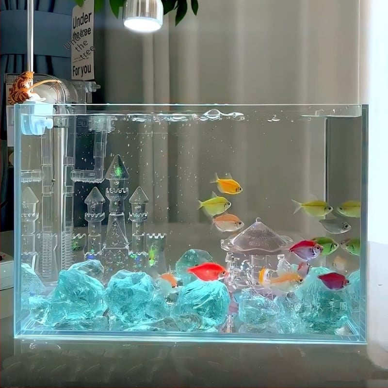 Кристална замкова въртележка за аквариум – мини пейзаж за Betta риба