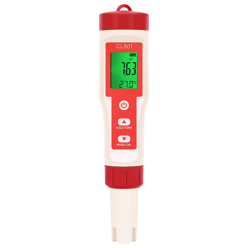 Prenosivi analitičar kvalitete vode CL501 — Pet u jednom: pH, rezidualni klor, vodik, ORP i temperatura; raspon pH 0–14; napajanje LR44×3