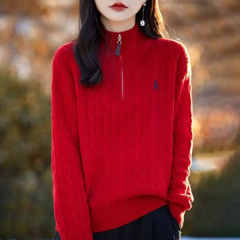 SY brodeni pulover od ovčje vune, debeo, stojeći ovratnik, slobodan kroj, akril 30-50%