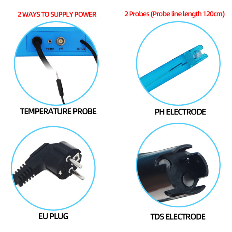 3-u-1 online analizator kvalitete vode za uzgoj riba: pH 0.00–14.00, ±0.1, PH121, salinometar, termometar, 220V