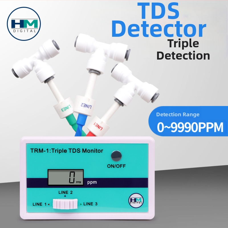 Prenosný TDS detektor pre kvalitu vody (SM1/TRM1) – rozsah 0–9990 ppm, rozlíšenie 1 ppm, napájanie 2×1,5 V batérie