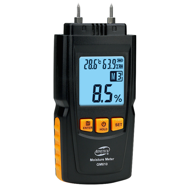 GM610 Μετρητής Υγρασίας Ξύλου με Ψηφιακή Οθόνη – Ακρίβεια 1%, Ανάλυση 0,5%, Τροφοδοσία 3V, Μετρά την υγρασία του ξύλου